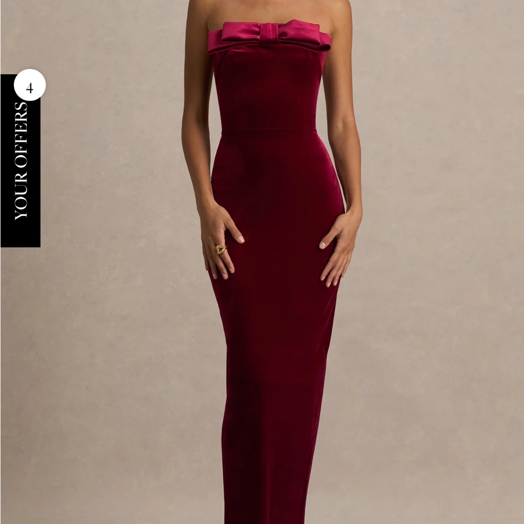 Club L London Strapless Wine Dress